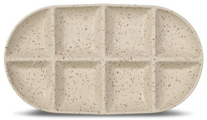 DITTE SERVING PLATE LARGE, BEIGE/BORDEAUX